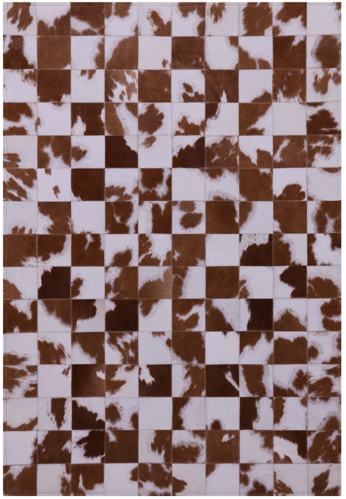 Brown & White Patchwork Natural Cowhide Rug - 3' 3" x 4' 10"