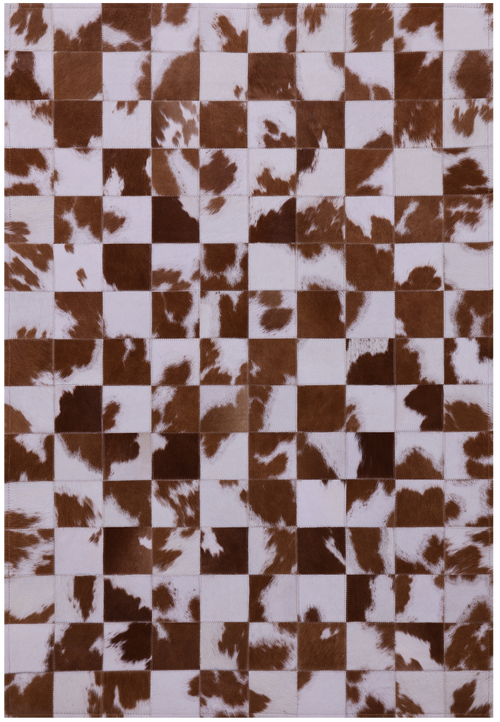 Brown & White Patchwork Natural Cowhide Rug - 3' 3