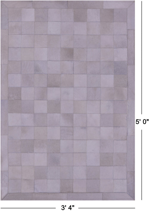 White Patchwork Natural Cowhide Rug - 3' 4