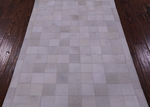 White Patchwork Natural Cowhide Rug - 3' 4