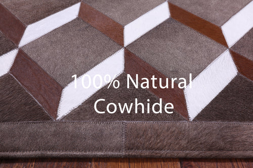 Brown & White Patchwork Natural Cowhide Rug - 3' 2