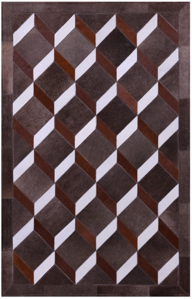 Brown & White Patchwork Natural Cowhide Rug - 3' 2" x 5' 0"