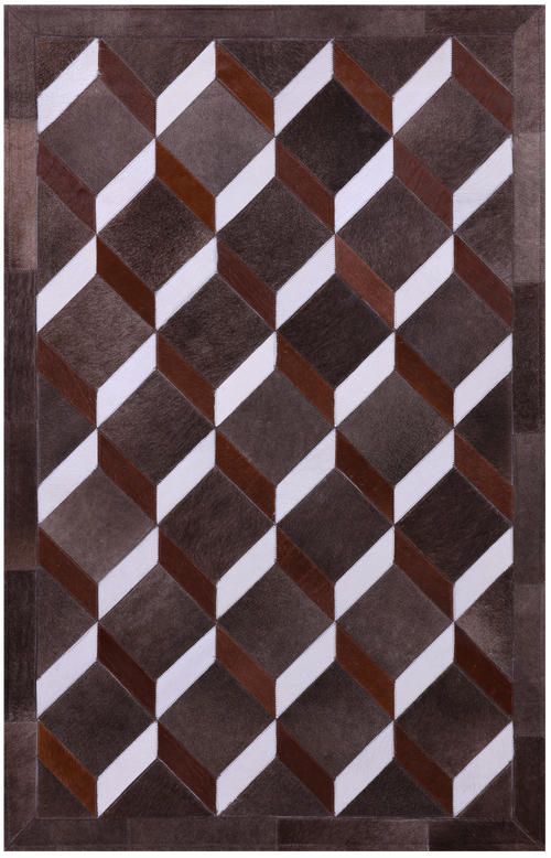 Brown & White Patchwork Natural Cowhide Rug - 3' 2
