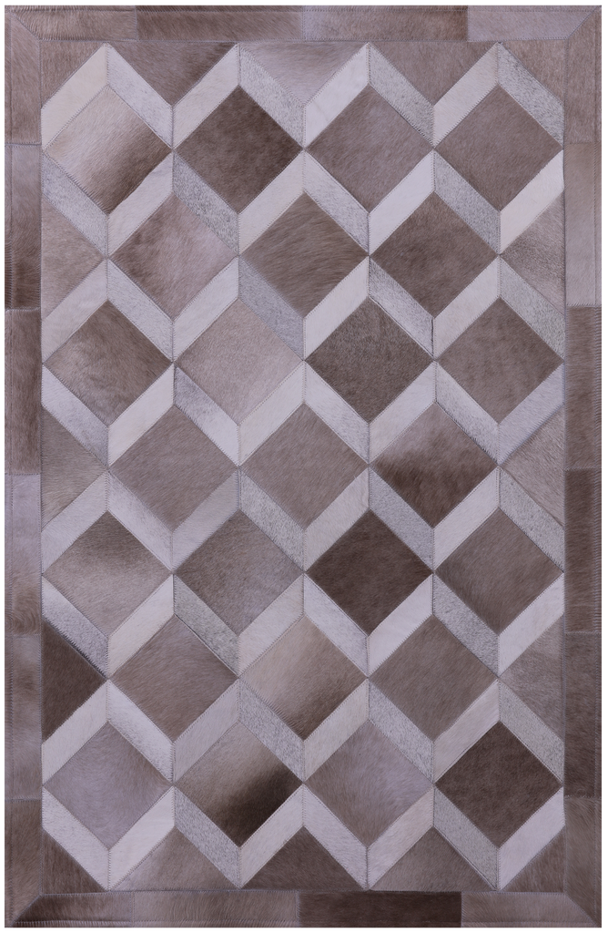 Brown & White Patchwork Natural Cowhide Rug - 3' 3" x 5' 0"