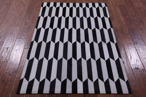 Black & White Patchwork Natural Cowhide Rug - 3' 4