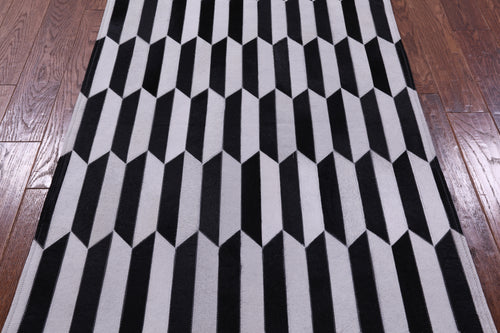 Black & White Patchwork Natural Cowhide Rug - 3' 4