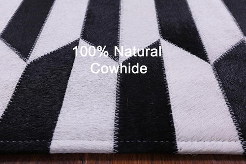 Black & White Patchwork Natural Cowhide Rug - 3' 4