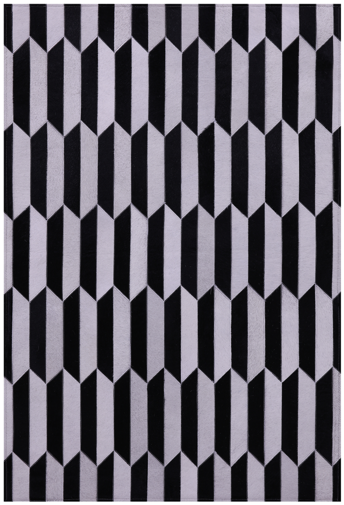 Black & White Patchwork Natural Cowhide Rug - 3' 4" x 5' 0"