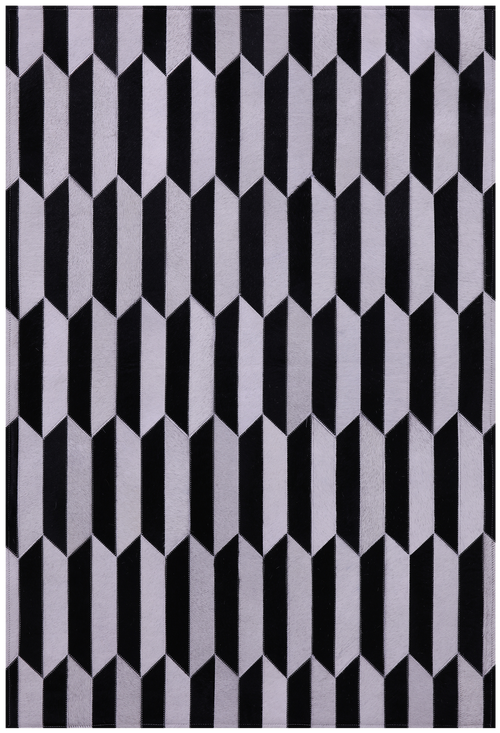 Black & White Patchwork Natural Cowhide Rug - 3' 4