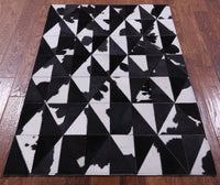 Thumbnail for Black & White Patchwork Natural Cowhide Rug - 3' 3