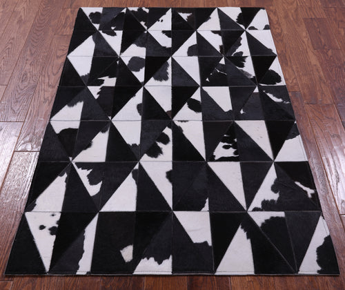 Black & White Patchwork Natural Cowhide Rug - 3' 3