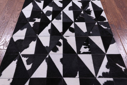 Black & White Patchwork Natural Cowhide Rug - 3' 3