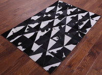 Thumbnail for Black & White Patchwork Natural Cowhide Rug - 3' 3
