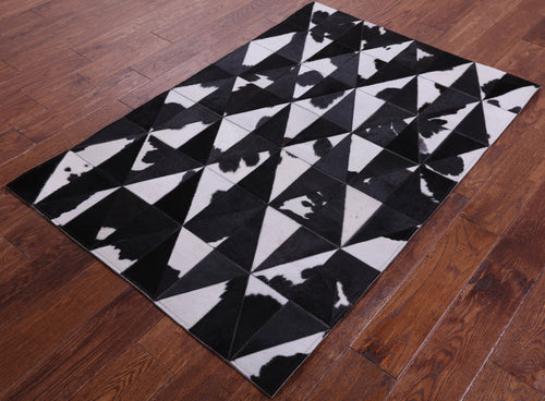 Black & White Patchwork Natural Cowhide Rug - 3' 3