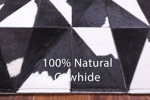 Black & White Patchwork Natural Cowhide Rug - 3' 3