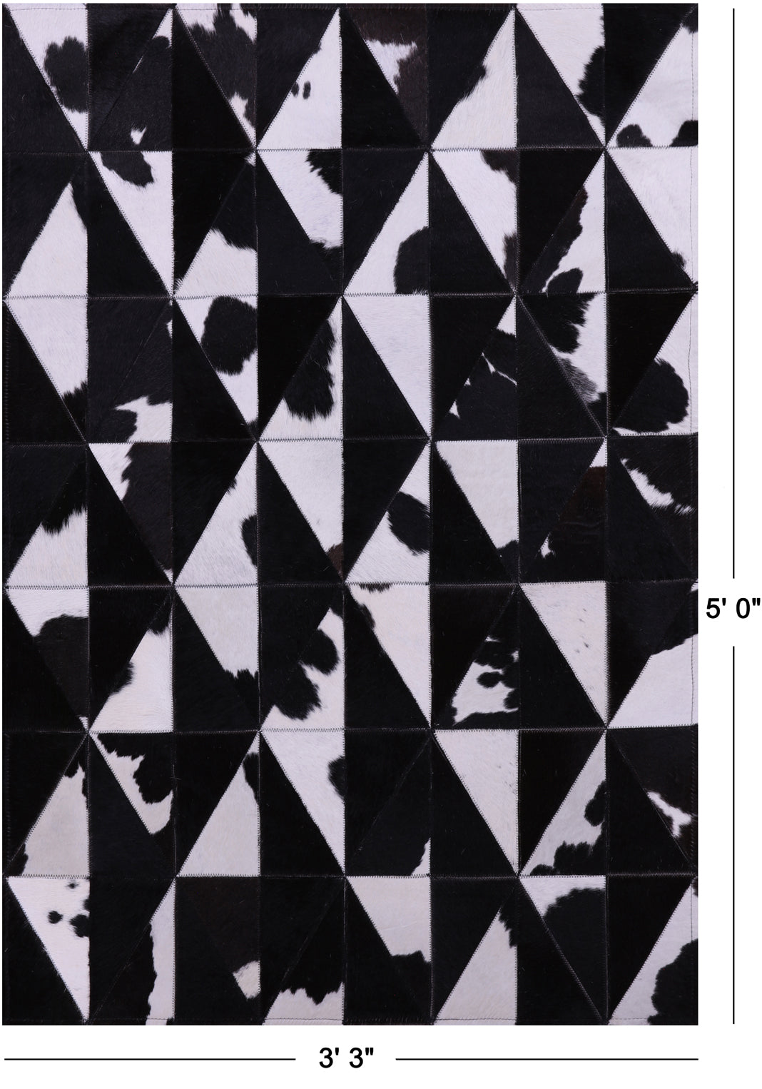 Black & White Patchwork Natural Cowhide Rug - 3' 3" x 5' 0"