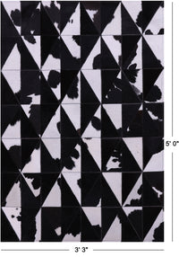 Thumbnail for Black & White Patchwork Natural Cowhide Rug - 3' 3