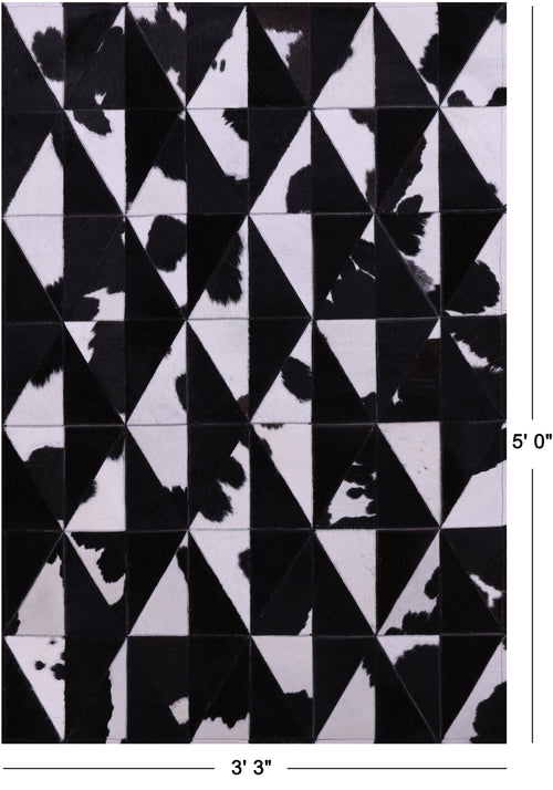 Black & White Patchwork Natural Cowhide Rug - 3' 3