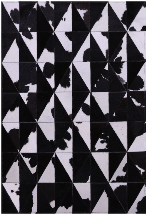 Black & White Patchwork Natural Cowhide Rug - 3' 3