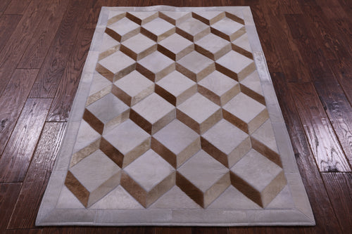 Brown Patchwork Natural Cowhide Rug - 3' 3
