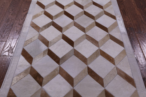 Brown Patchwork Natural Cowhide Rug - 3' 3