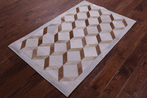 Brown Patchwork Natural Cowhide Rug - 3' 3
