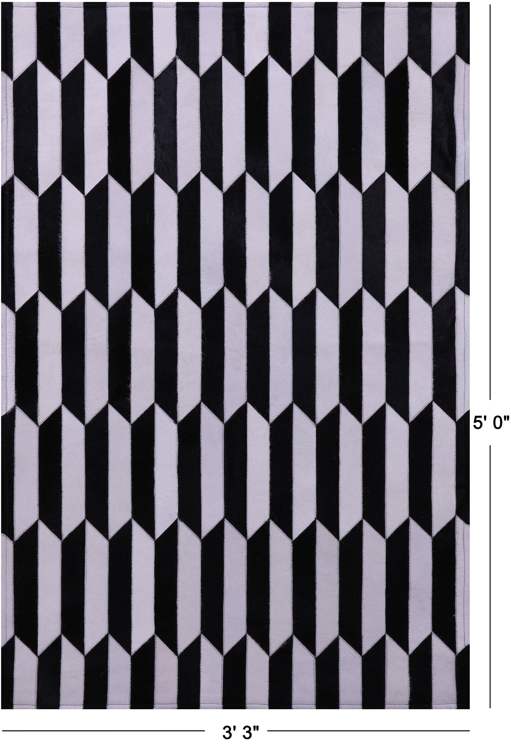 Black & White Patchwork Natural Cowhide Rug - 3' 3" x 5' 0"