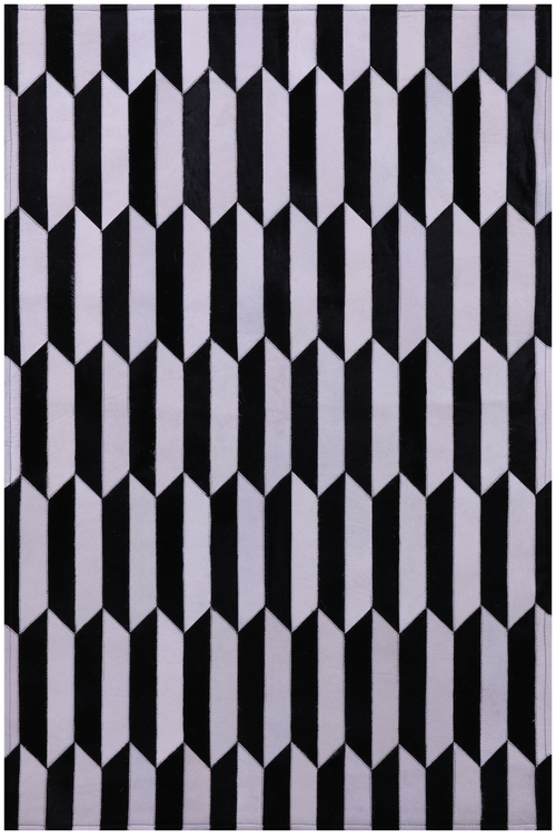 Black & White Patchwork Natural Cowhide Rug - 3' 3
