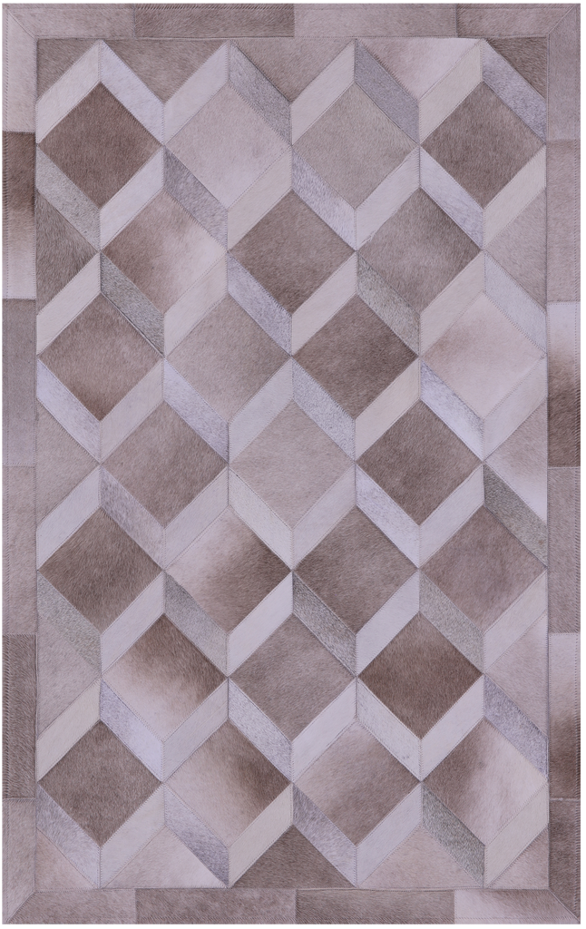 Light Brown Geometric Patchwork Natural Cowhide Rug - 3' 3" x 5' 0"