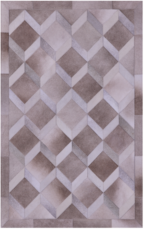 Light Brown Geometric Patchwork Natural Cowhide Rug - 3' 3