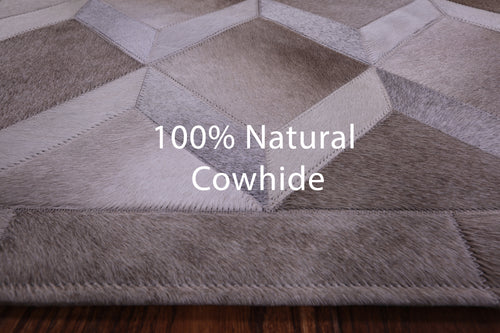 Light Brown Geometric Patchwork Natural Cowhide Rug - 3' 3