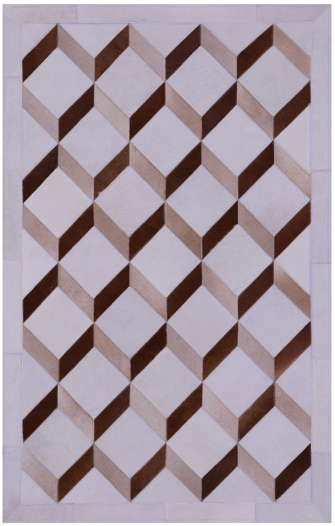 Brown & White Patchwork Natural Cowhide Rug - 3' 3" x 5' 0"