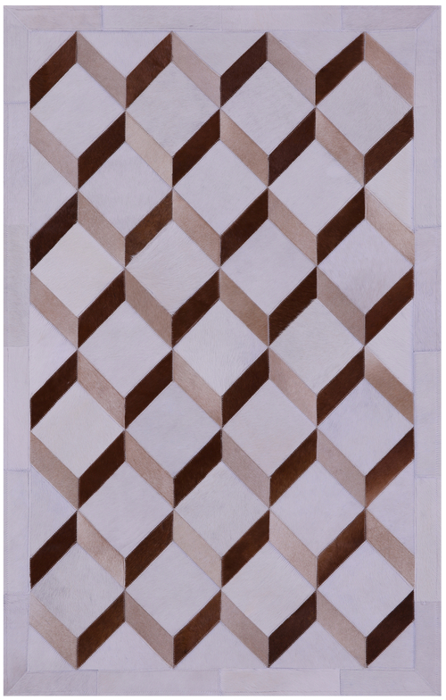 Brown & White Patchwork Natural Cowhide Rug - 3' 3