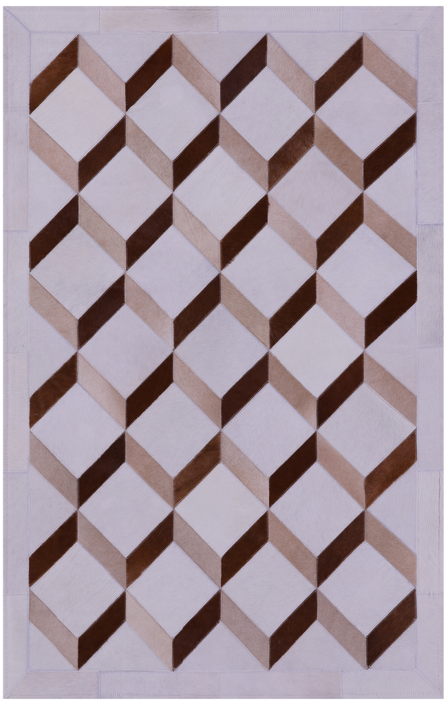 Brown & White Patchwork Natural Cowhide Rug - 3' 3" x 5' 0"