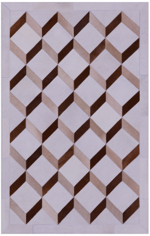 Brown & White Patchwork Natural Cowhide Rug - 3' 3