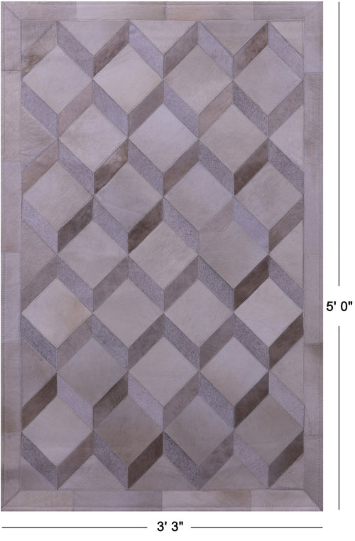 Brown Patchwork Natural Cowhide Rug - 3' 3