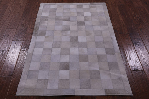 Grey Patchwork Natural Cowhide Rug - 3' 4