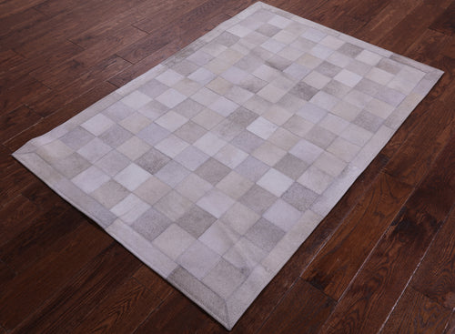 Grey Patchwork Natural Cowhide Rug - 3' 4