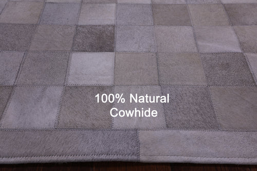 Grey Patchwork Natural Cowhide Rug - 3' 4