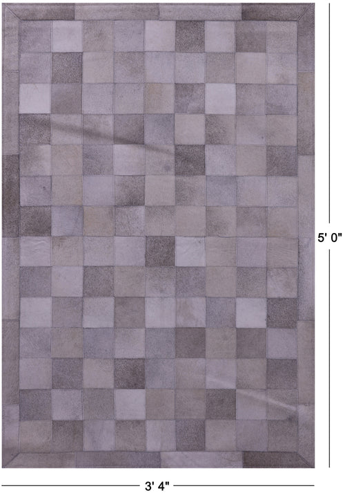 Grey Patchwork Natural Cowhide Rug - 3' 4