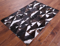 Thumbnail for Brown & White Patchwork Natural Cowhide Rug - 3' 3