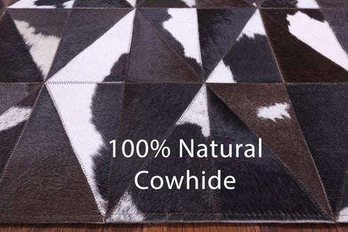 Brown & White Patchwork Natural Cowhide Rug - 3' 3
