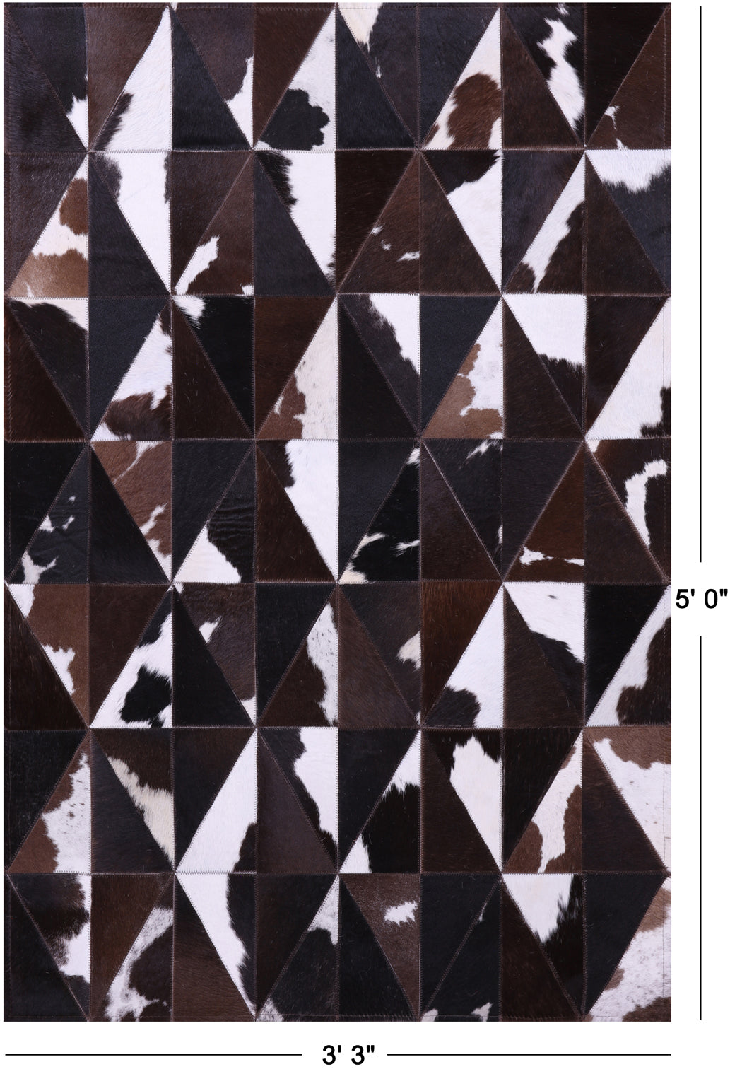 Brown & White Patchwork Natural Cowhide Rug - 3' 3" x 5' 0"