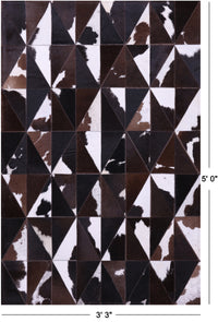 Thumbnail for Brown & White Patchwork Natural Cowhide Rug - 3' 3
