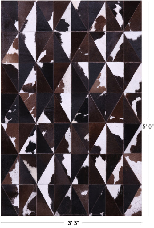 Brown & White Patchwork Natural Cowhide Rug - 3' 3