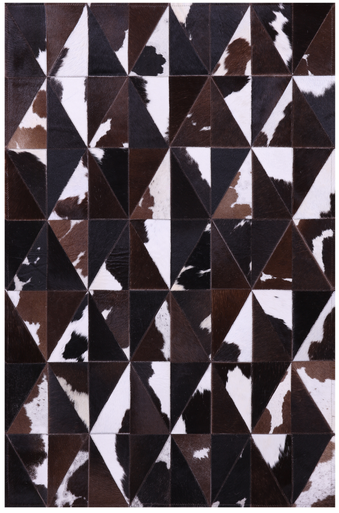 Brown & White Patchwork Natural Cowhide Rug - 3' 3" x 5' 0"
