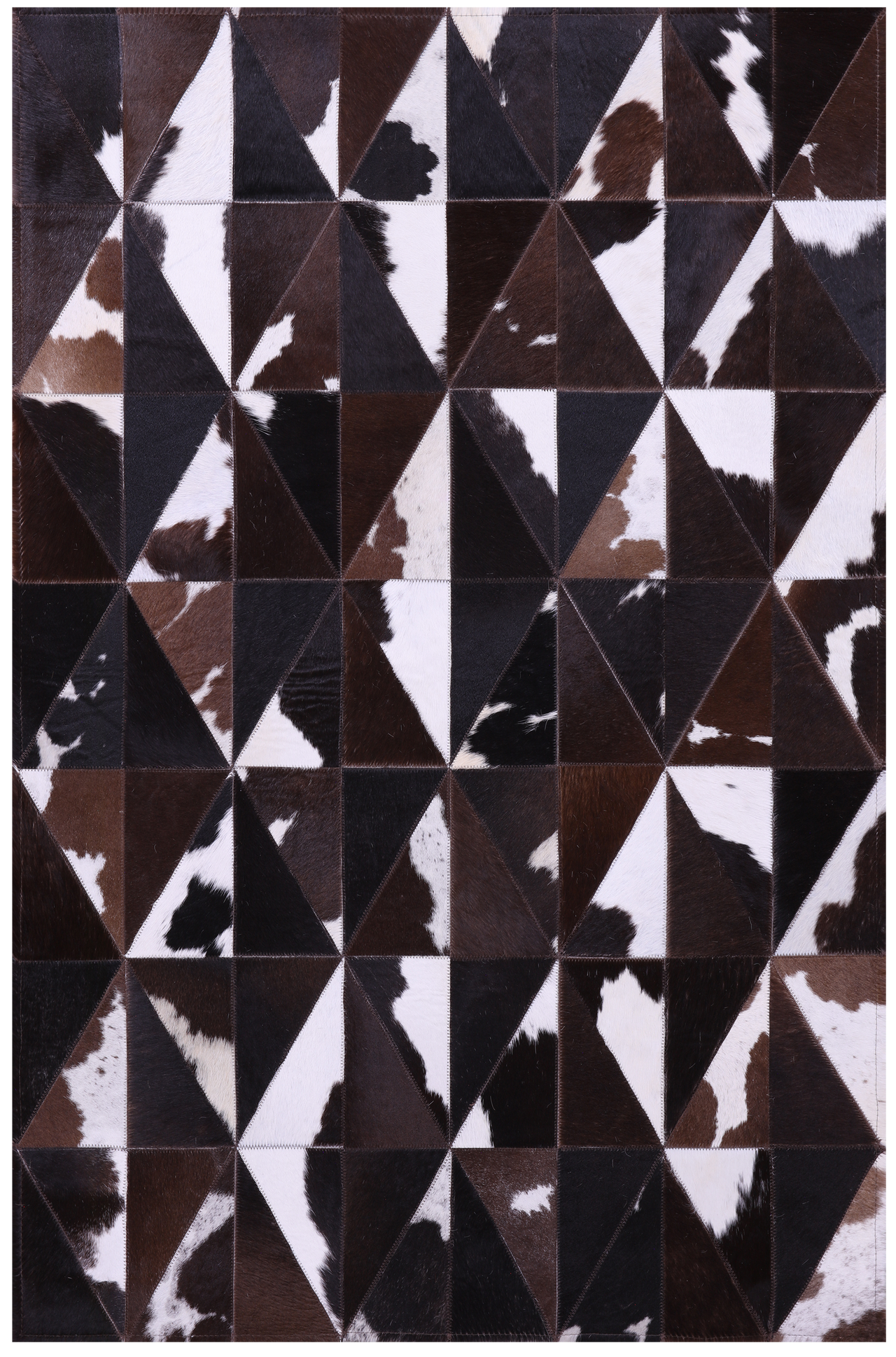 Brown & White Patchwork Natural Cowhide Rug - 3' 3" x 5' 0"