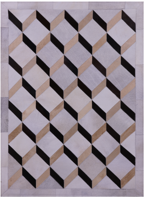 Brown & White Patchwork Natural Cowhide Rug - 3' 7
