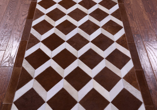 Brown & White Patchwork Natural Cowhide Rug - 3' 2