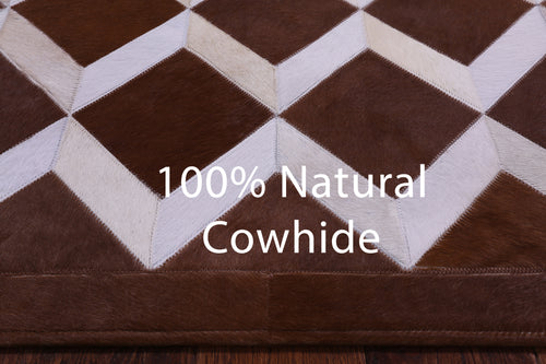 Brown & White Patchwork Natural Cowhide Rug - 3' 2